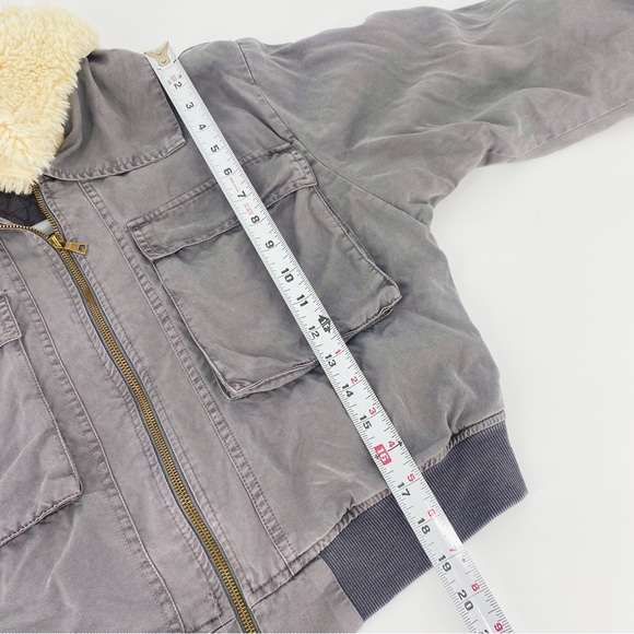 Young, Fabulous And Broke Cropped Bomber Jacket Tencel with Fur Collar - Picture 9 of 10